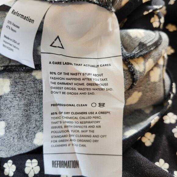 Reformation Black Floral Jumpsuit Wide Leg Button Up Women's Size 4 Prairie - Picture 10 of 16